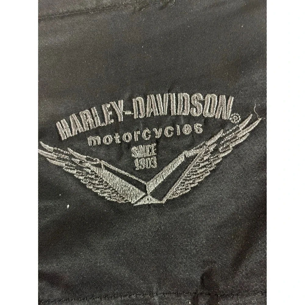 Harley-Davidson Womens Black Nylon Belted Field Jacket‎ Medium Logo Embroidered